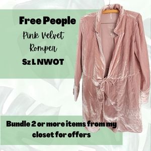 Free People Pink Velvet Romper